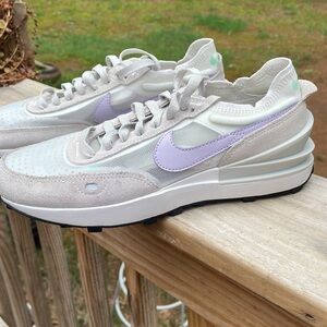 Nike Waffle One Womens Athletics Sneakers- Summit White/Lilac Size 7.5